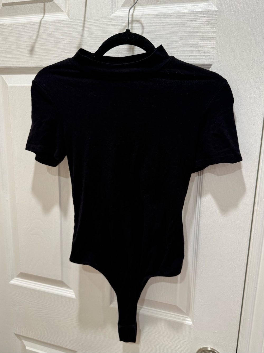 Bozzolo Black Short-Sleeve Mock Neck Bodysuit